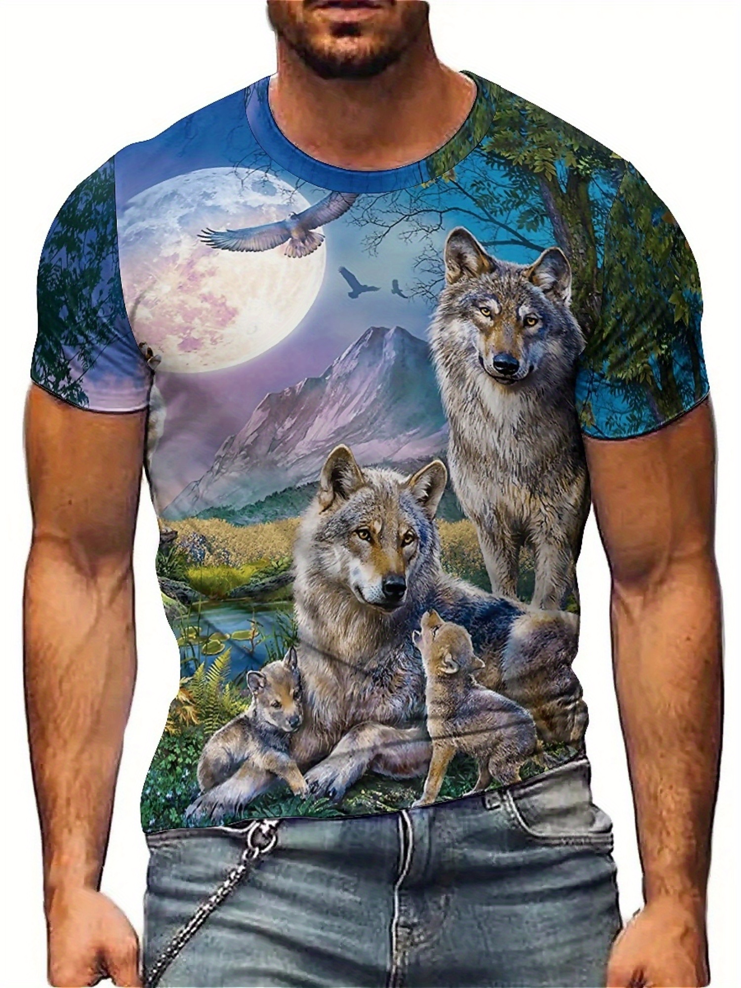 3D Printing Design Free - 3D Wolf Pack Print T-Shirt -