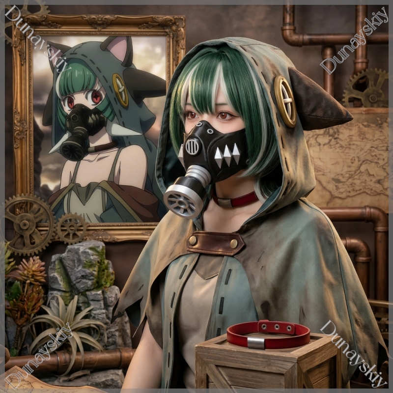 3D Printing Mask - Guita Cyberpunk Gas Mask Green Blonde