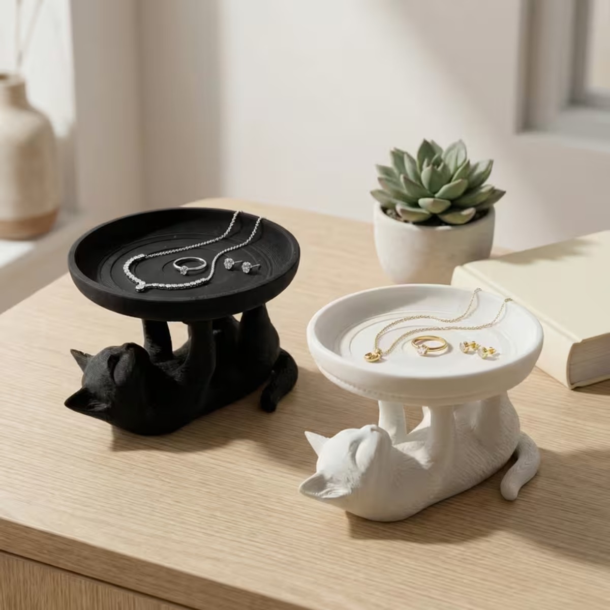 3D Printing Earrings - 3D Printed Cat Shaped Jewelry Organizer