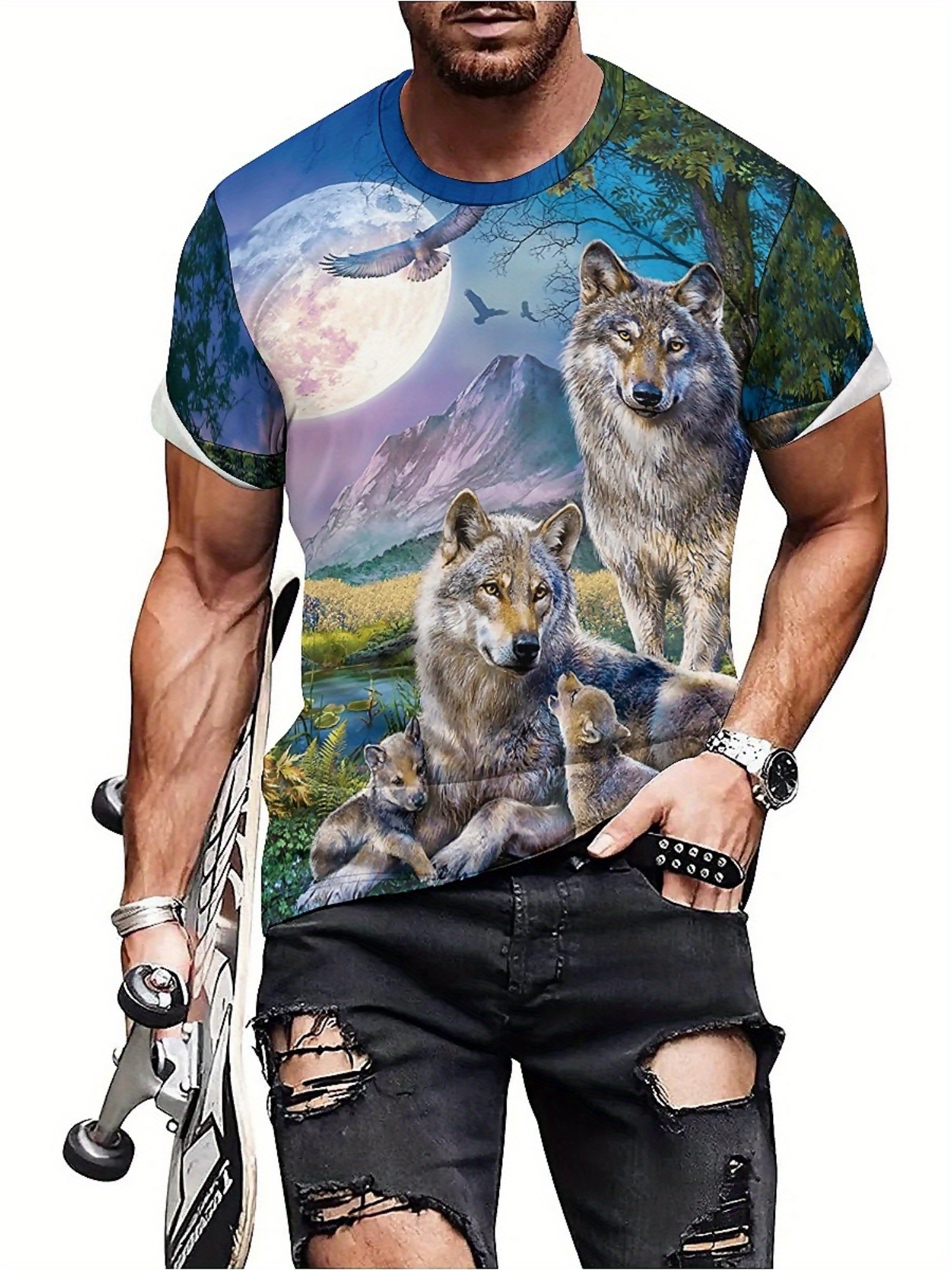 3D Wolf Pack Print T-Shirt - S - 3D Printing Design Free recensione e prezzo