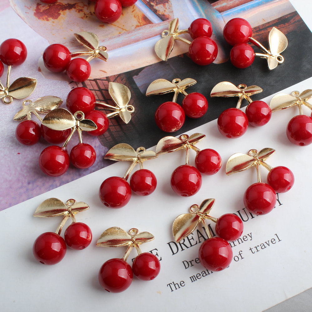 10Pcs 3D Alloy Cute Red Cherry - 3D Printing Earrings recensione e prezzo