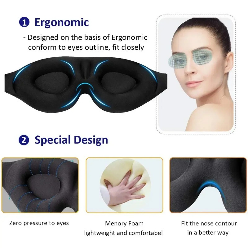 1pc 3D Contoured Sleep Mask Li - 3D Printing Mask recensione e prezzo