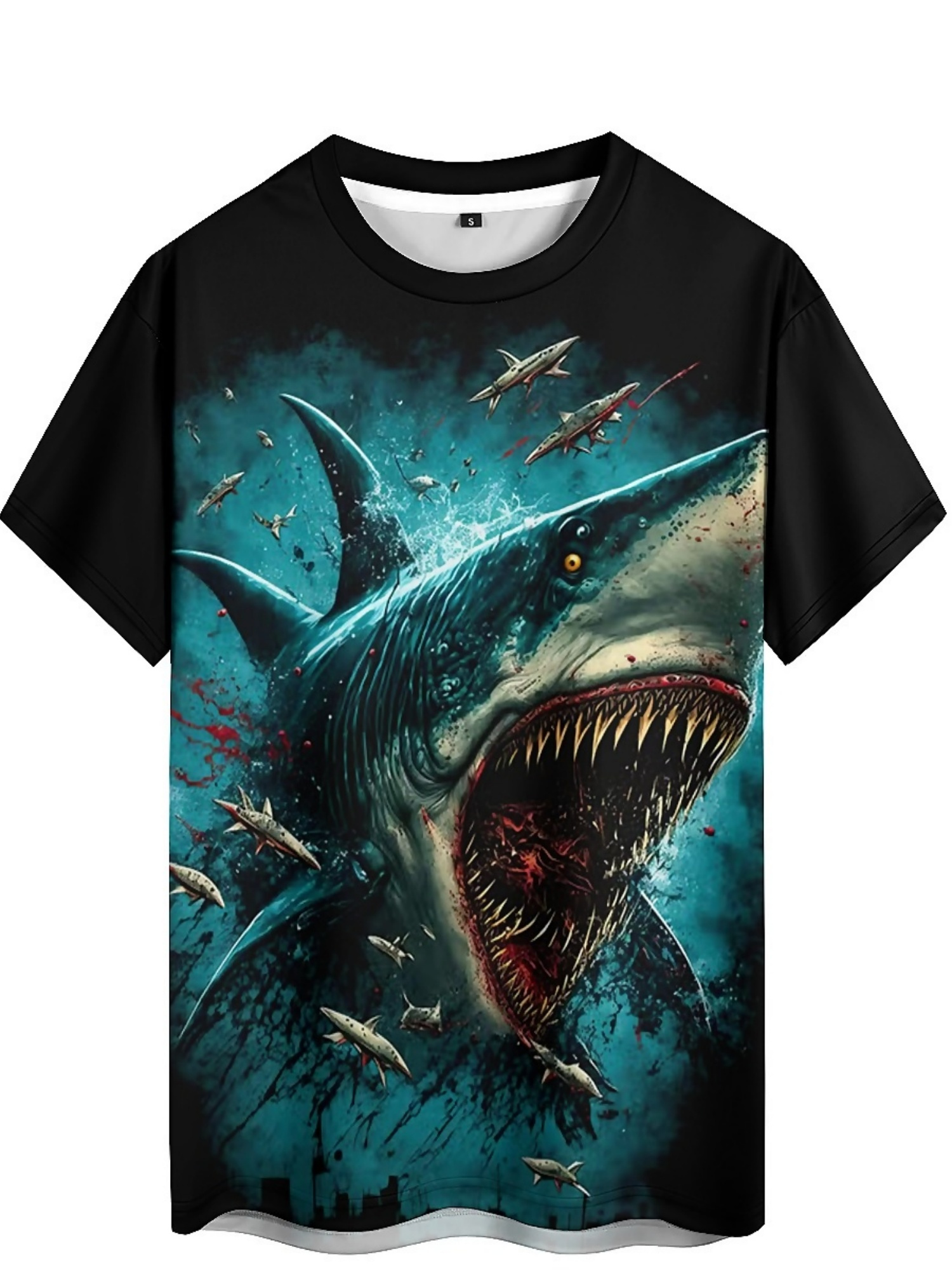 Men's 3D Shark Print T-Shirt - - 3D Printing Design Free recensione e prezzo