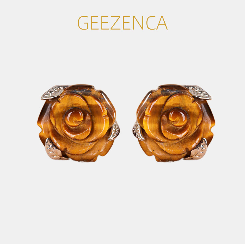 GEEZENCA Tiger's Eye Stone 925 - 3D Printing Earrings recensione e prezzo