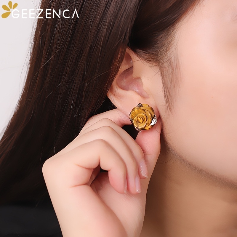 GEEZENCA Tiger's Eye Stone 925 - 3D Printing Earrings recensione e prezzo