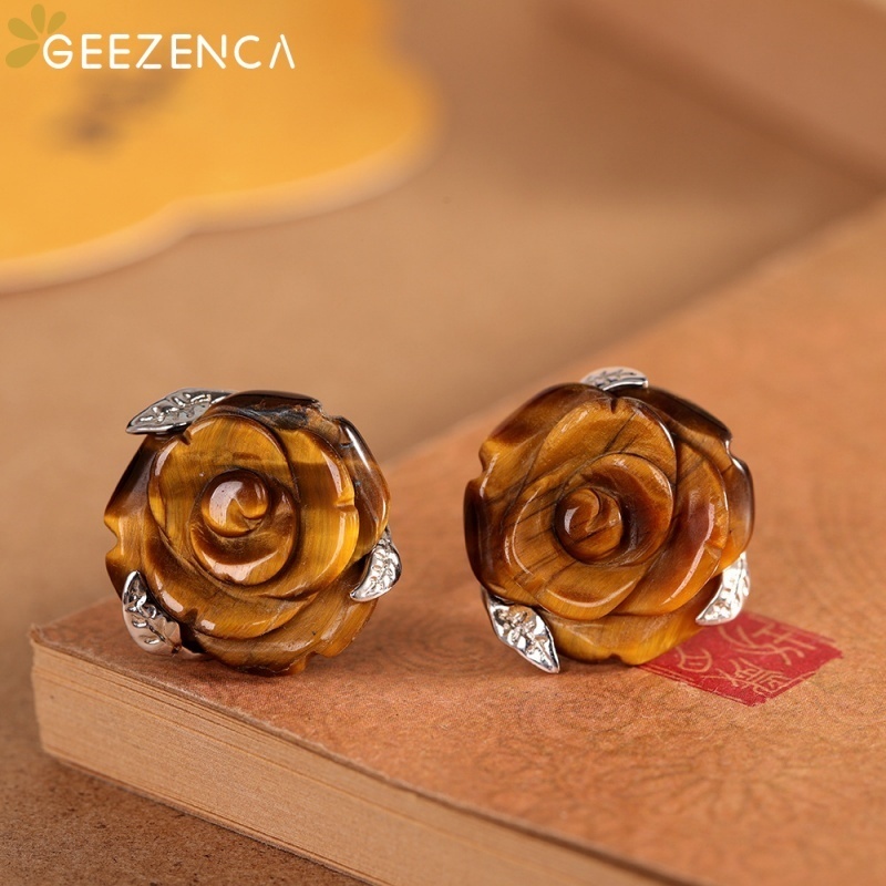 GEEZENCA Tiger's Eye Stone 925 - 3D Printing Earrings recensione e prezzo